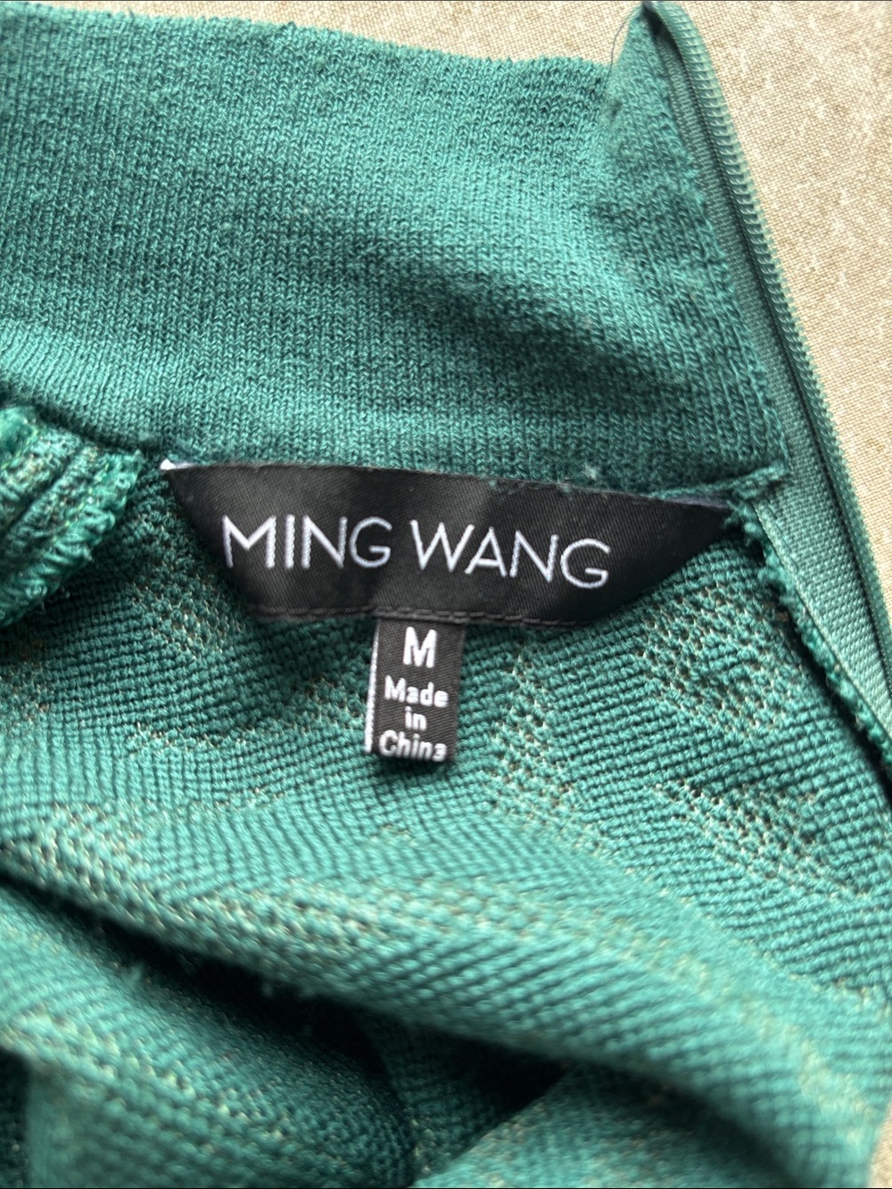Ming Wang Teal Green Mock Neck Long Sleeve Dress - Picture 2 of 3